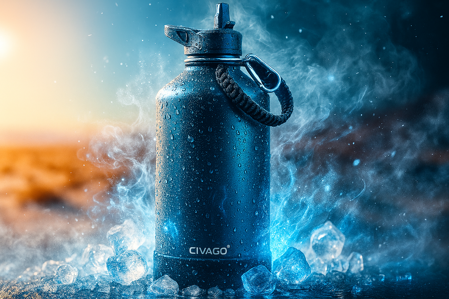 CIVAGO Botella de Agua Aislada 128 oz con 3 Tapas – Pajilla, Boquilla y Asa | Jarra Deportiva de Acero Inoxidable 1 Galón | Taza Térmica Grande Negro Medianoche - Herheishen Express