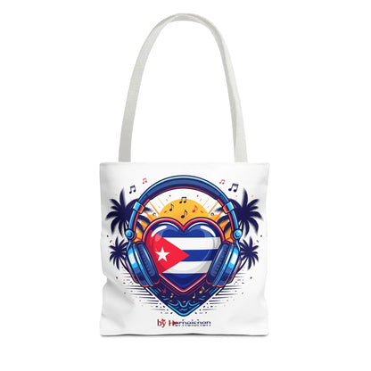 Cuban Music Tote Bag — "Tú Sí Suenas" Heart Flag Design