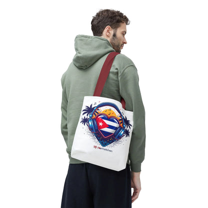 Cuban Music Tote Bag — "Tú Sí Suenas" Heart Flag Design