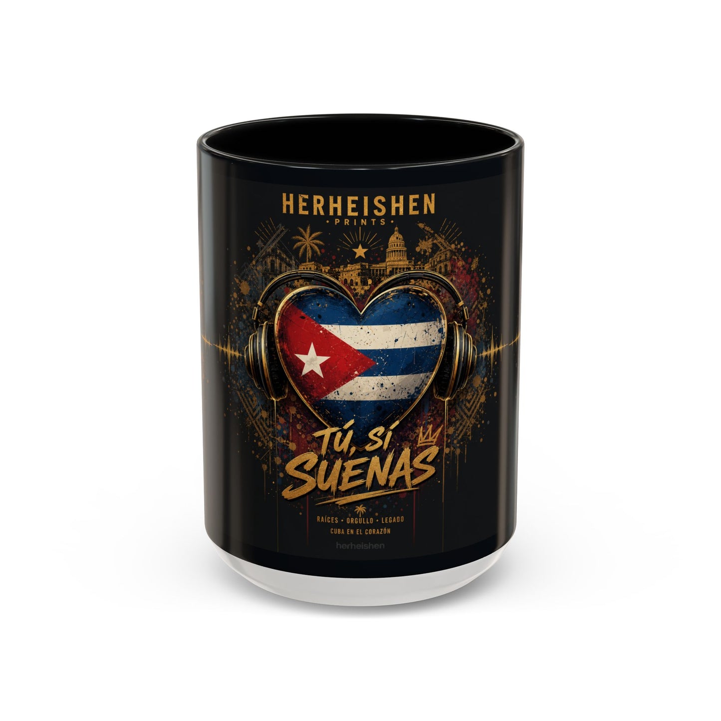 Taza Cubana “Tu Sí Suenas” | Mug de Cerámica con Bandera de Cuba y Audífonos