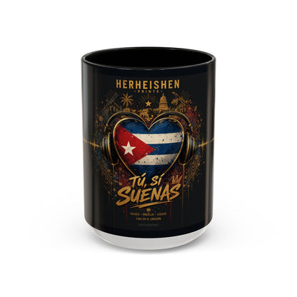 Taza Cubana “Tu Sí Suenas” | Mug de Cerámica con Bandera de Cuba y Audífonos
