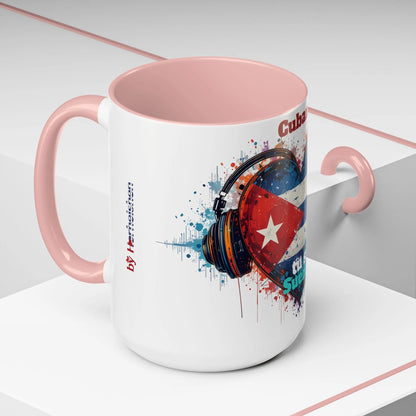 Cuba Heart Flag Coffee Mug — "Cuba sigue sonando en ti / Tú sí suenas" Accent Mug