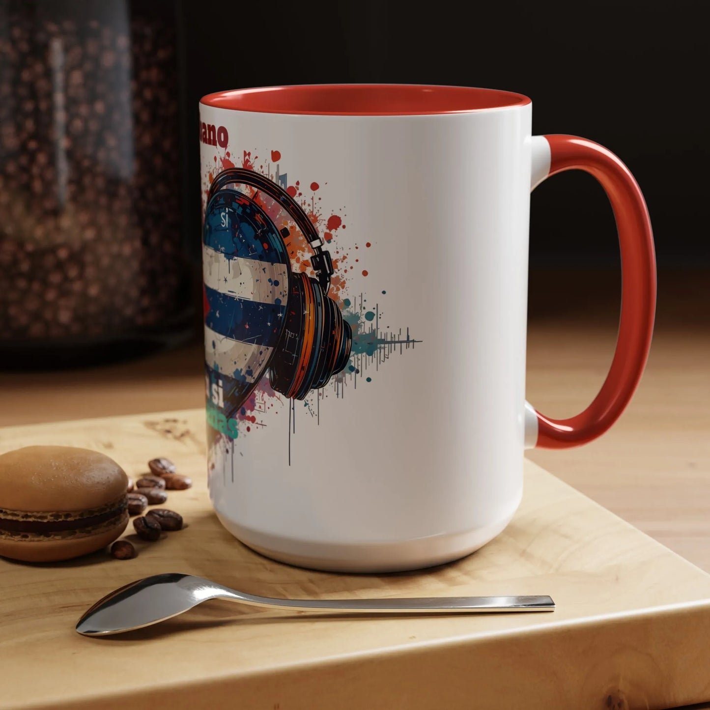 Cuba Heart Flag Coffee Mug — "Cuba sigue sonando en ti / Tú sí suenas" Accent Mug