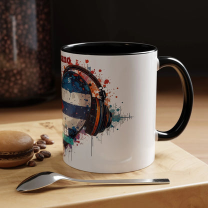 Cuba Heart Flag Coffee Mug — "Cuba sigue sonando en ti / Tú sí suenas" Accent Mug