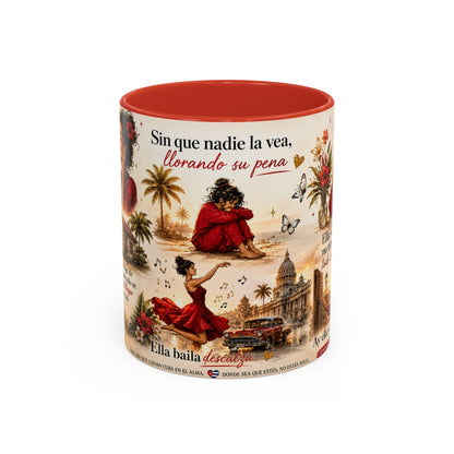 Taza Cubana "Ella se Disfraza" | Mug de Café con Frases Cubanas, Nostalgia y Alma de La Habana (11 oz / 15 oz)