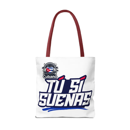Cuban Music Tote Bag — "Tú Sí Suenas" Heart Flag Design