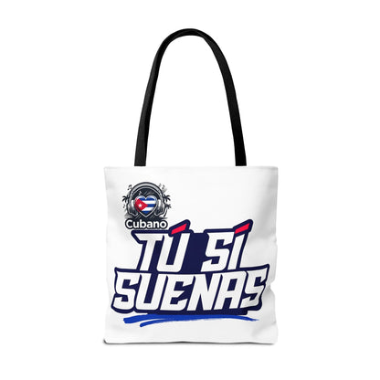 Cuban Music Tote Bag — "Tú Sí Suenas" Heart Flag Design