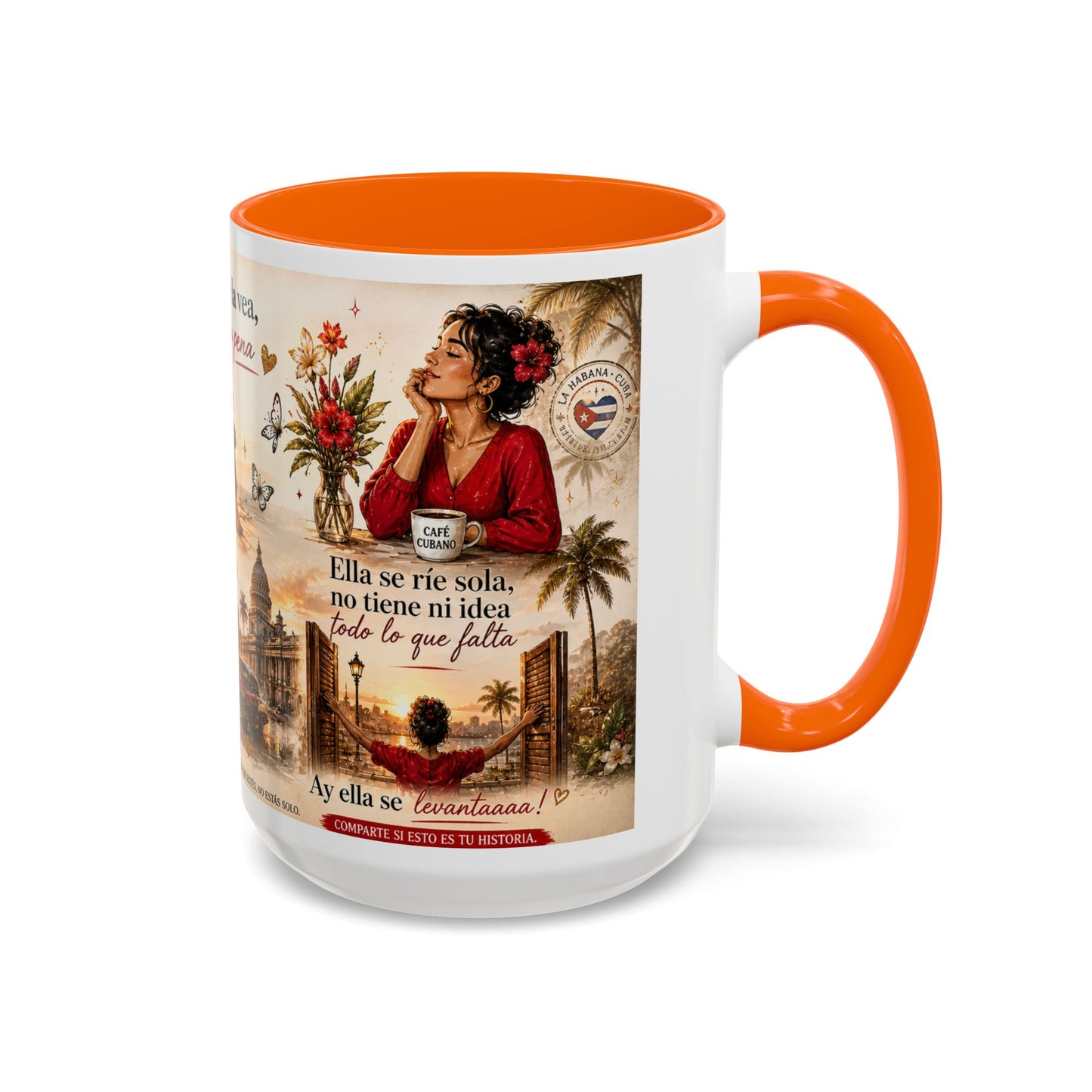 Taza Cubana "Ella se Disfraza" | Mug de Café con Frases Cubanas, Nostalgia y Alma de La Habana (11 oz / 15 oz)