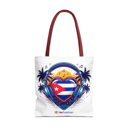 Cuban Music Tote Bag — "Tú Sí Suenas" Heart Flag Design