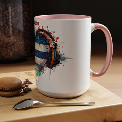 Cuba Heart Flag Coffee Mug — "Cuba sigue sonando en ti / Tú sí suenas" Accent Mug