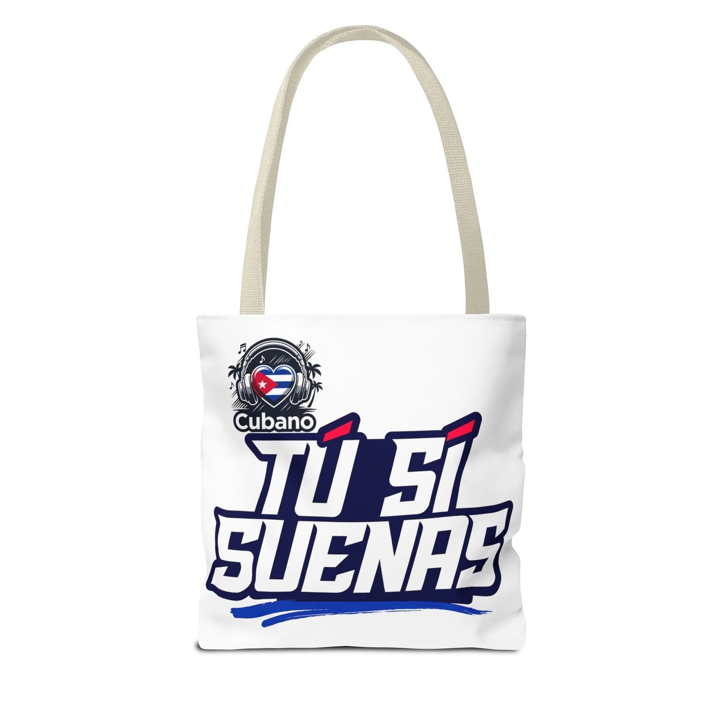 Cuban Music Tote Bag — "Tú Sí Suenas" Heart Flag Design