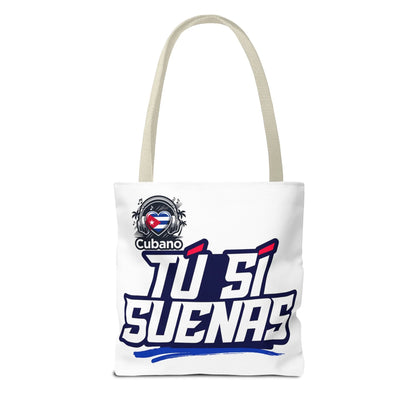 Cuban Music Tote Bag — "Tú Sí Suenas" Heart Flag Design