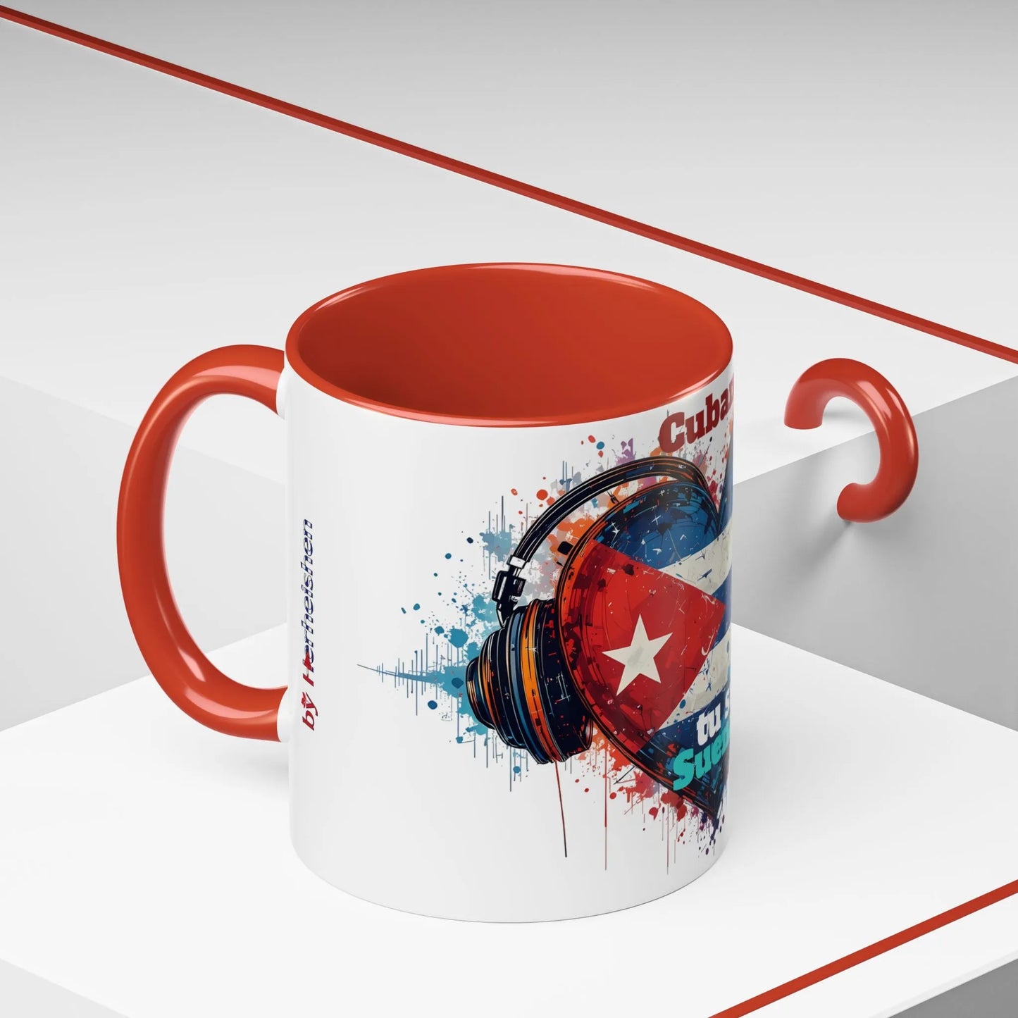 Cuba Heart Flag Coffee Mug — "Cuba sigue sonando en ti / Tú sí suenas" Accent Mug