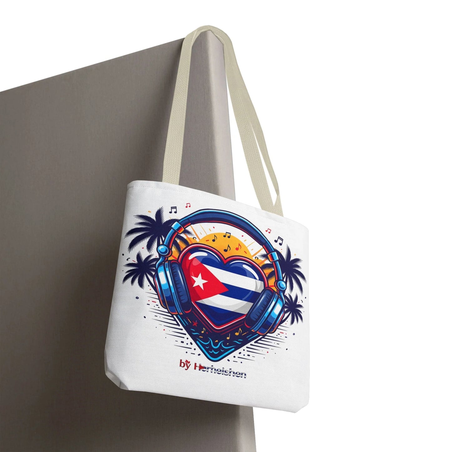 Cuban Music Tote Bag — "Tú Sí Suenas" Heart Flag Design