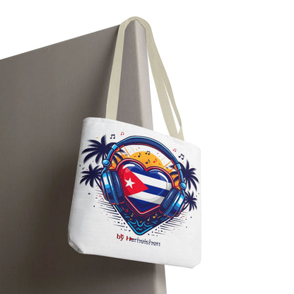 Cuban Music Tote Bag — "Tú Sí Suenas" Heart Flag Design
