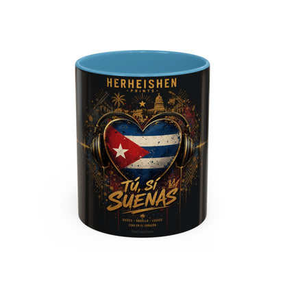 Taza Cubana “Tu Sí Suenas” | Mug de Cerámica con Bandera de Cuba y Audífonos