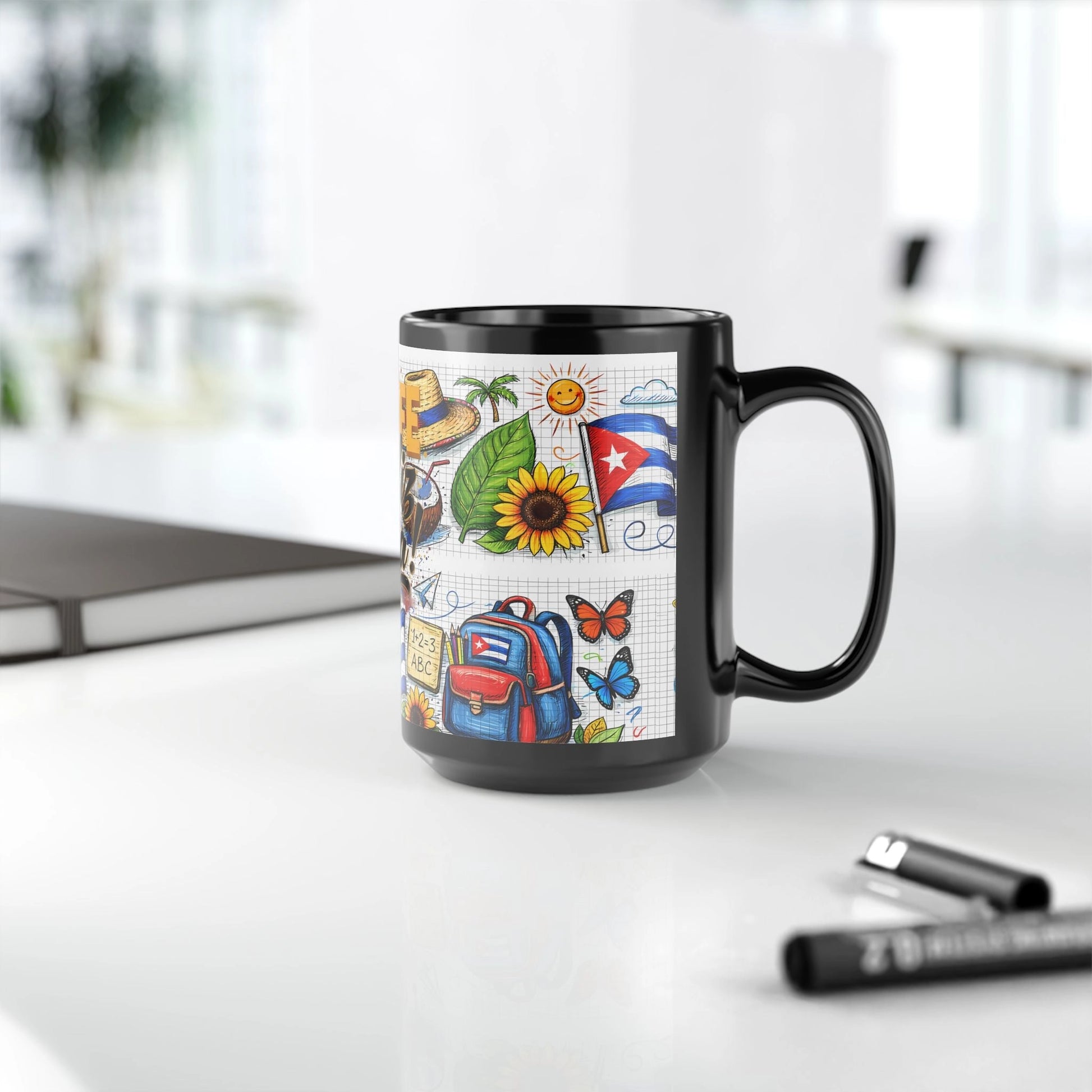 Coffee Mug — 'Profe Feliz Día' Teacher Appreciation 15oz Black Ceramic