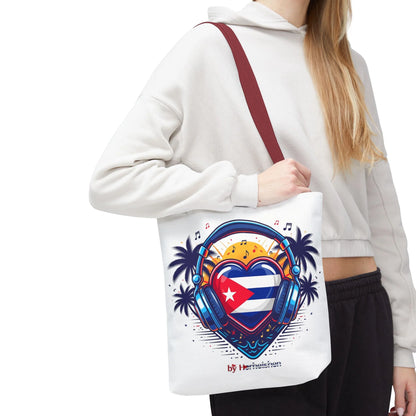 Cuban Music Tote Bag — "Tú Sí Suenas" Heart Flag Design