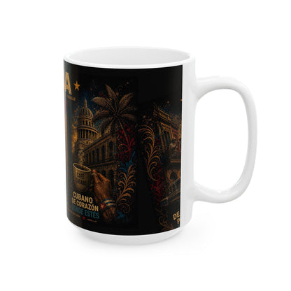 Taza Vintage Cuba – Escena Retro de La Habana y Bandera Cubana | Mug Cerámico 11oz / 15oz
