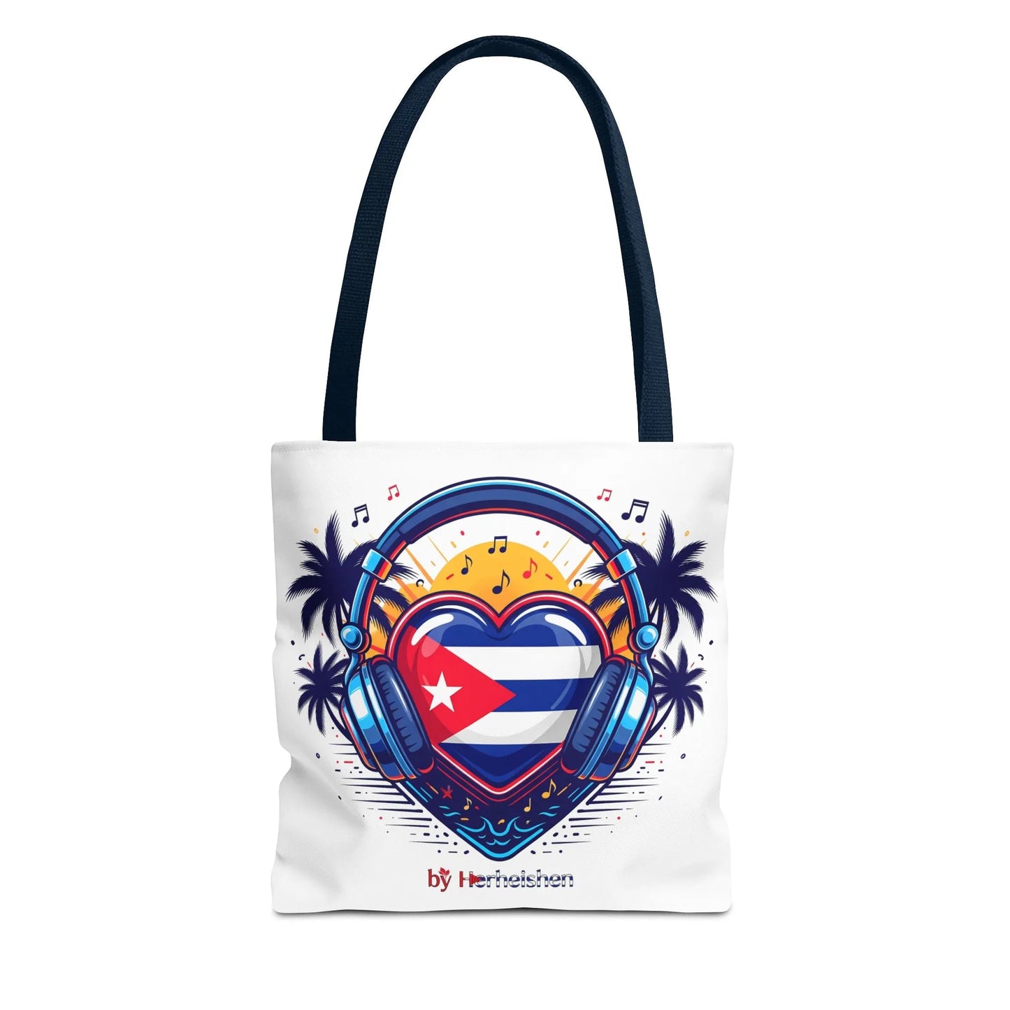 Cuban Music Tote Bag — "Tú Sí Suenas" Heart Flag Design