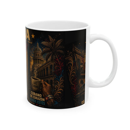 Taza Vintage Cuba – Escena Retro de La Habana y Bandera Cubana | Mug Cerámico 11oz / 15oz
