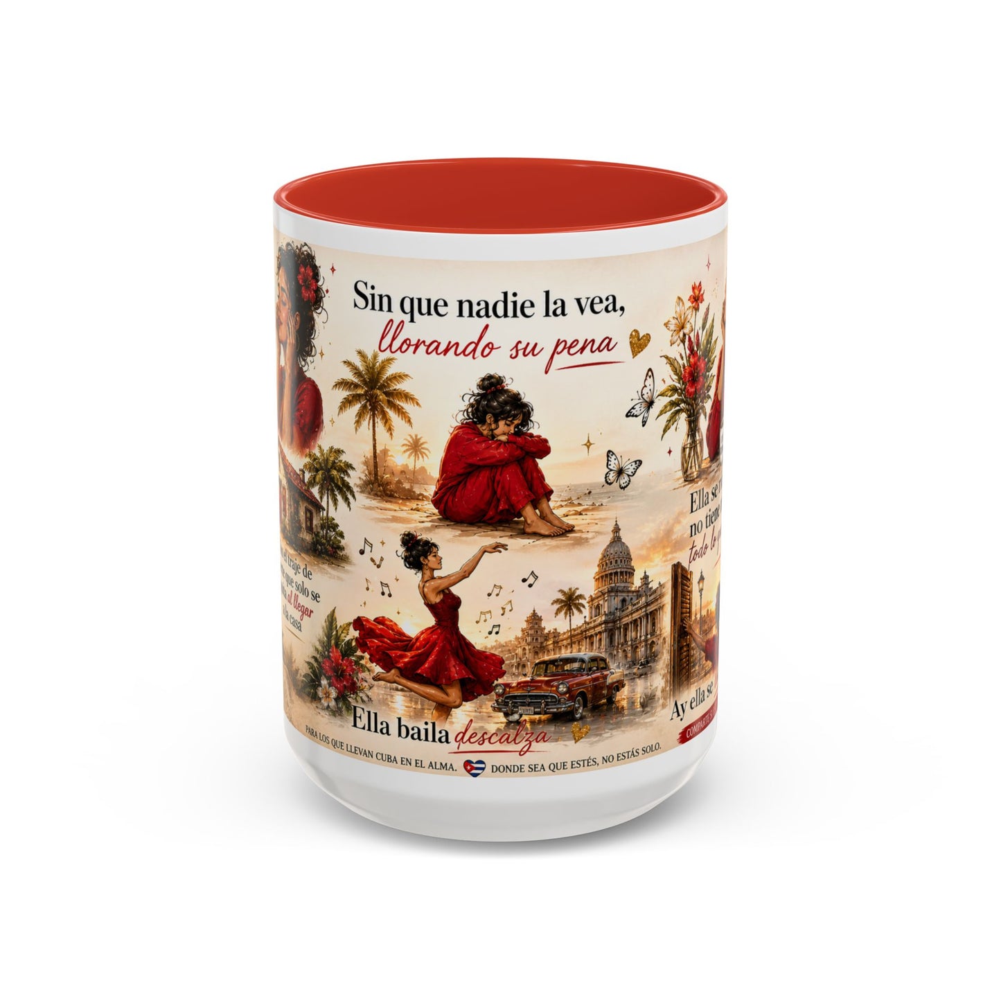 Taza Cubana "Ella se Disfraza" | Mug de Café con Frases Cubanas, Nostalgia y Alma de La Habana (11 oz / 15 oz)