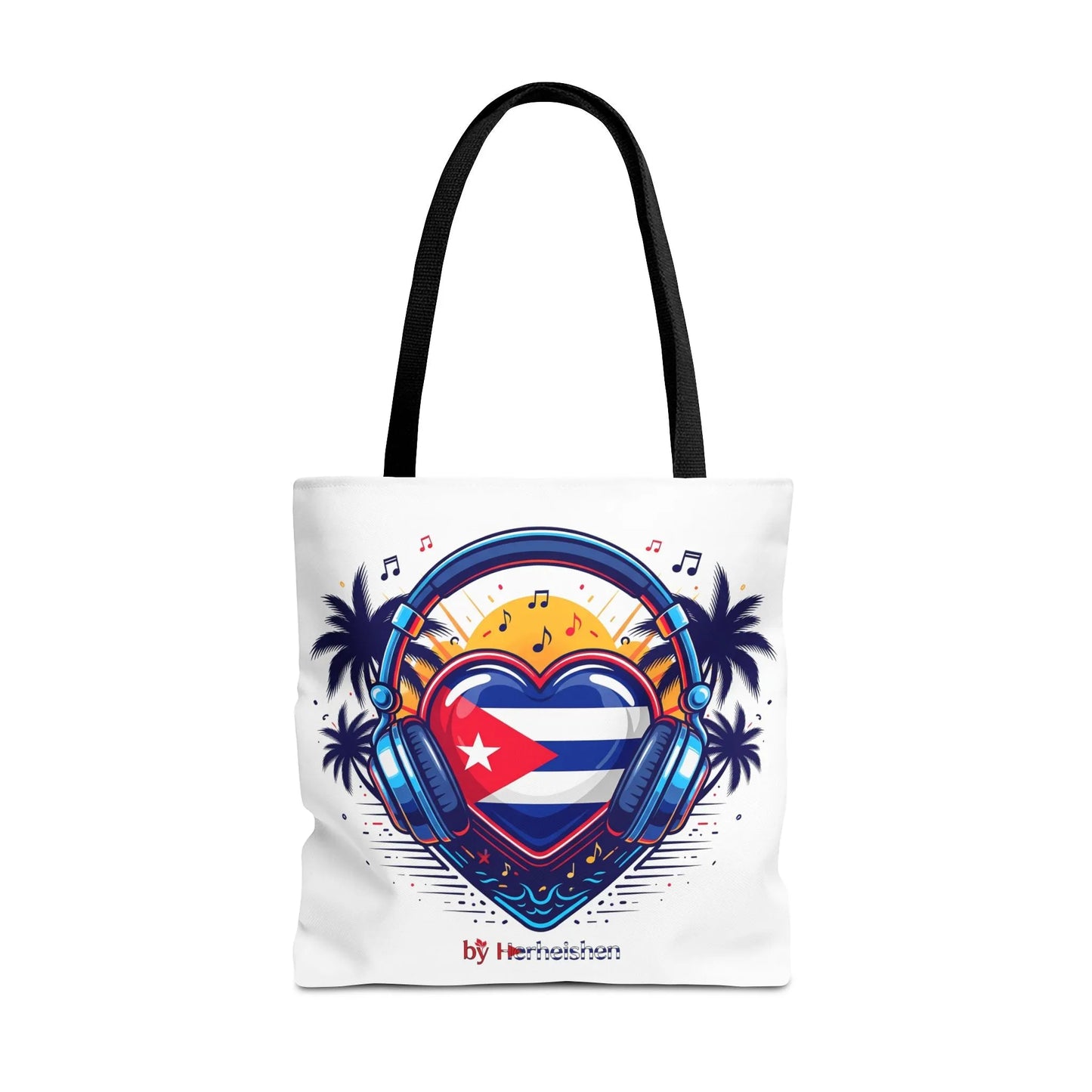 Cuban Music Tote Bag — "Tú Sí Suenas" Heart Flag Design