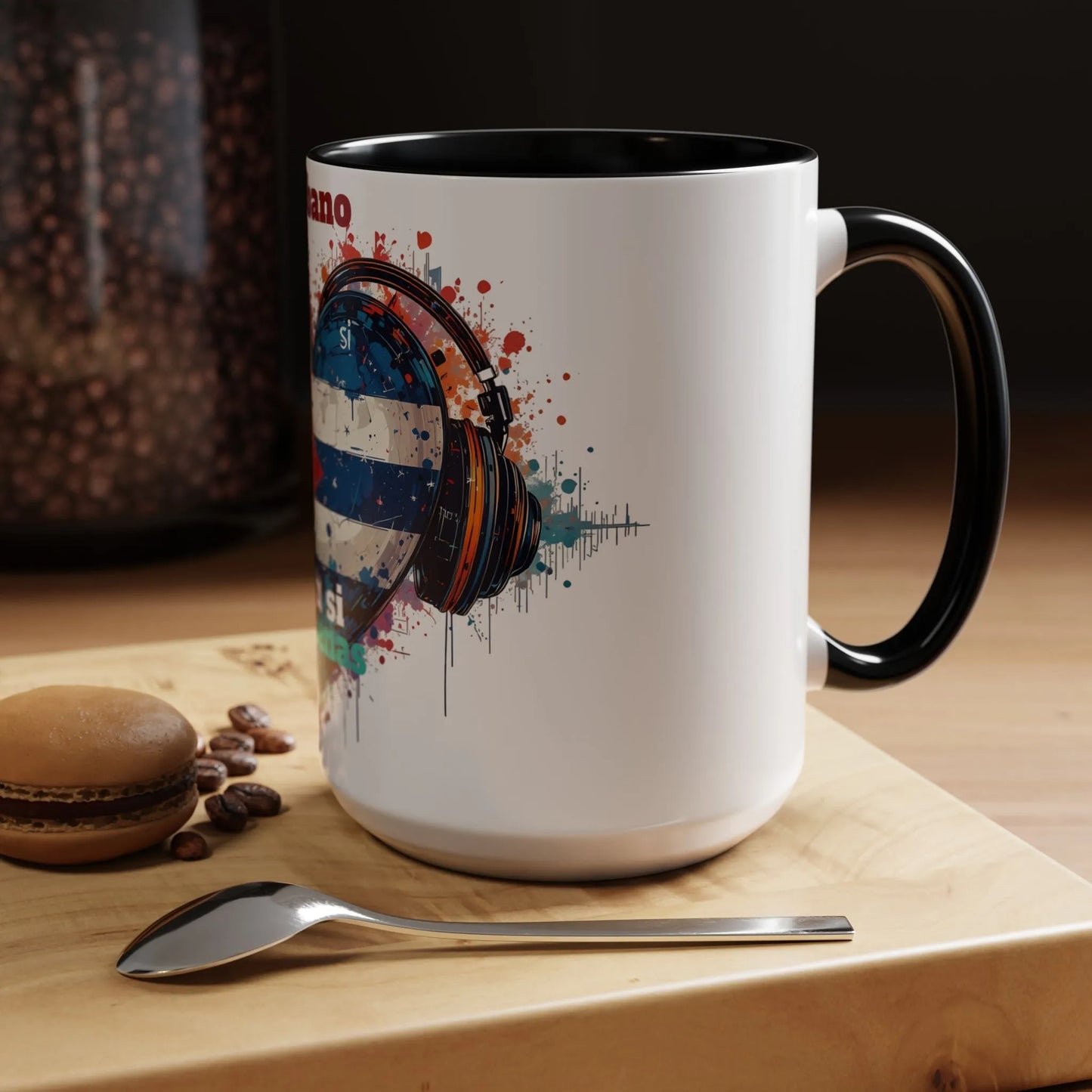 Cuba Heart Flag Coffee Mug — "Cuba sigue sonando en ti / Tú sí suenas" Accent Mug