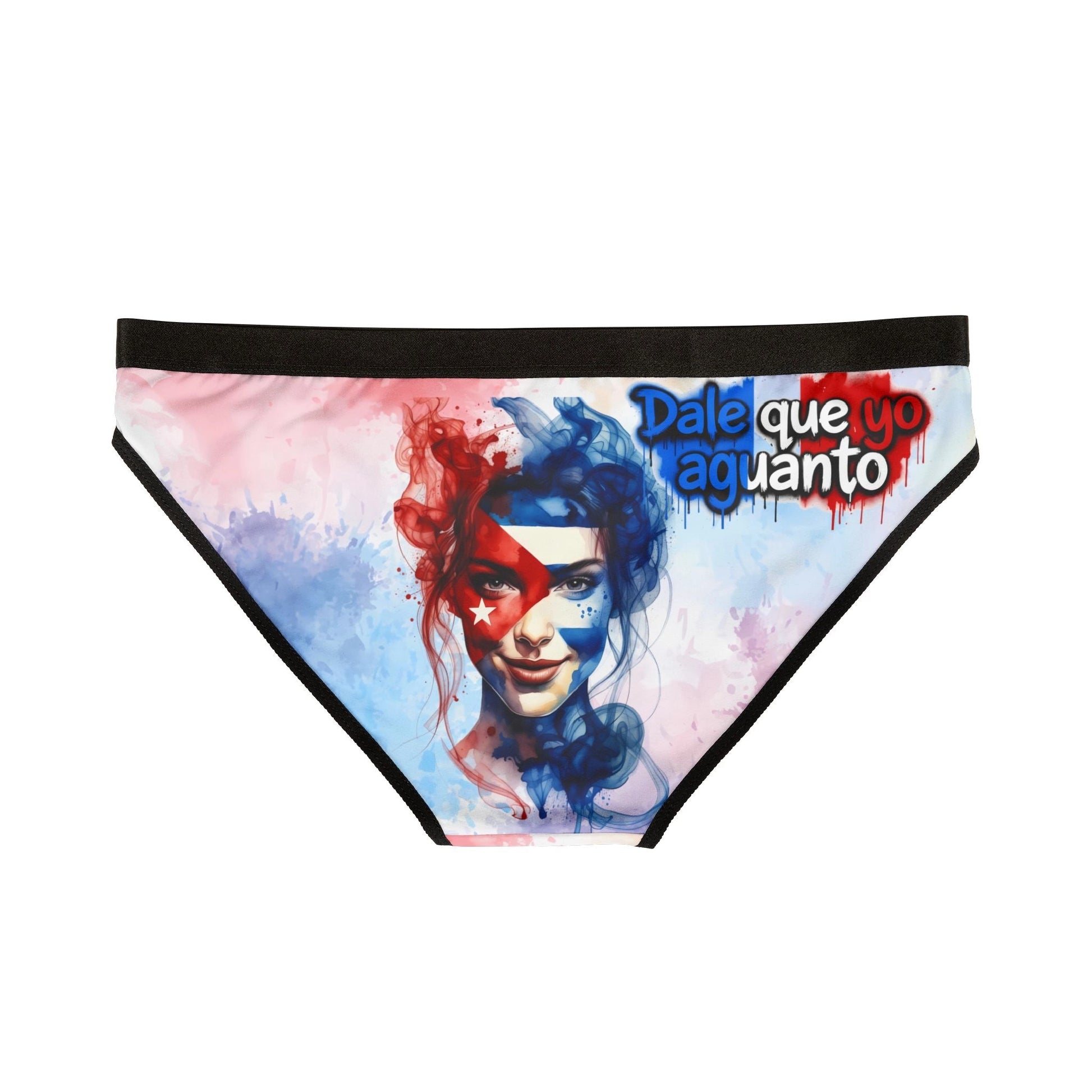 Graphic Lip Print Women's Bikini Briefs — "No Mires, Pruébame" Spanish Slogan