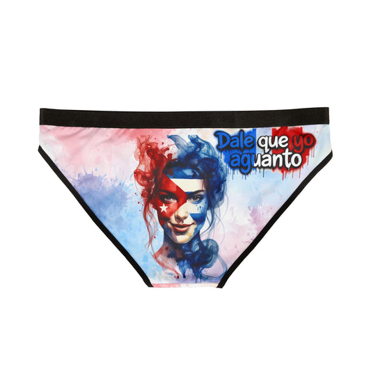 Graphic Lip Print Women's Bikini Briefs — "No Mires, Pruébame" Spanish Slogan