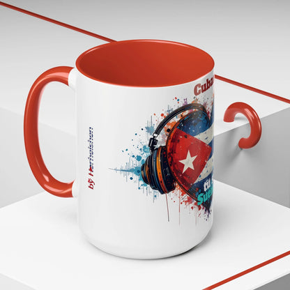 Cuba Heart Flag Coffee Mug — "Cuba sigue sonando en ti / Tú sí suenas" Accent Mug
