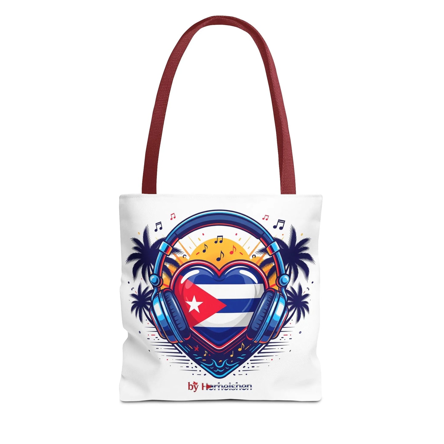 Cuban Music Tote Bag — "Tú Sí Suenas" Heart Flag Design