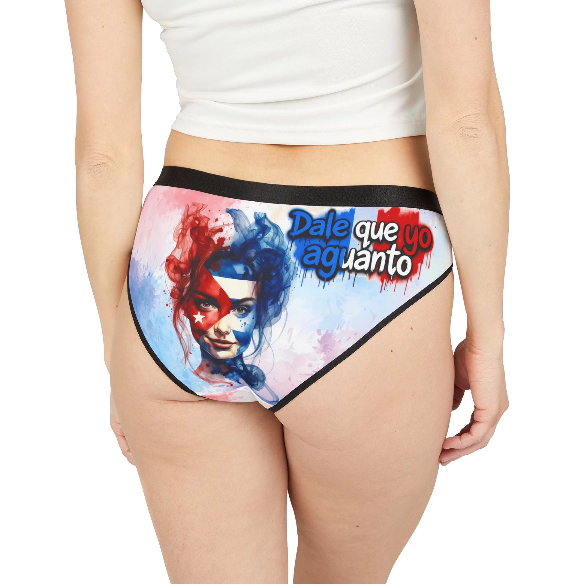 Graphic Lip Print Women's Bikini Briefs — "No Mires, Pruébame" Spanish Slogan