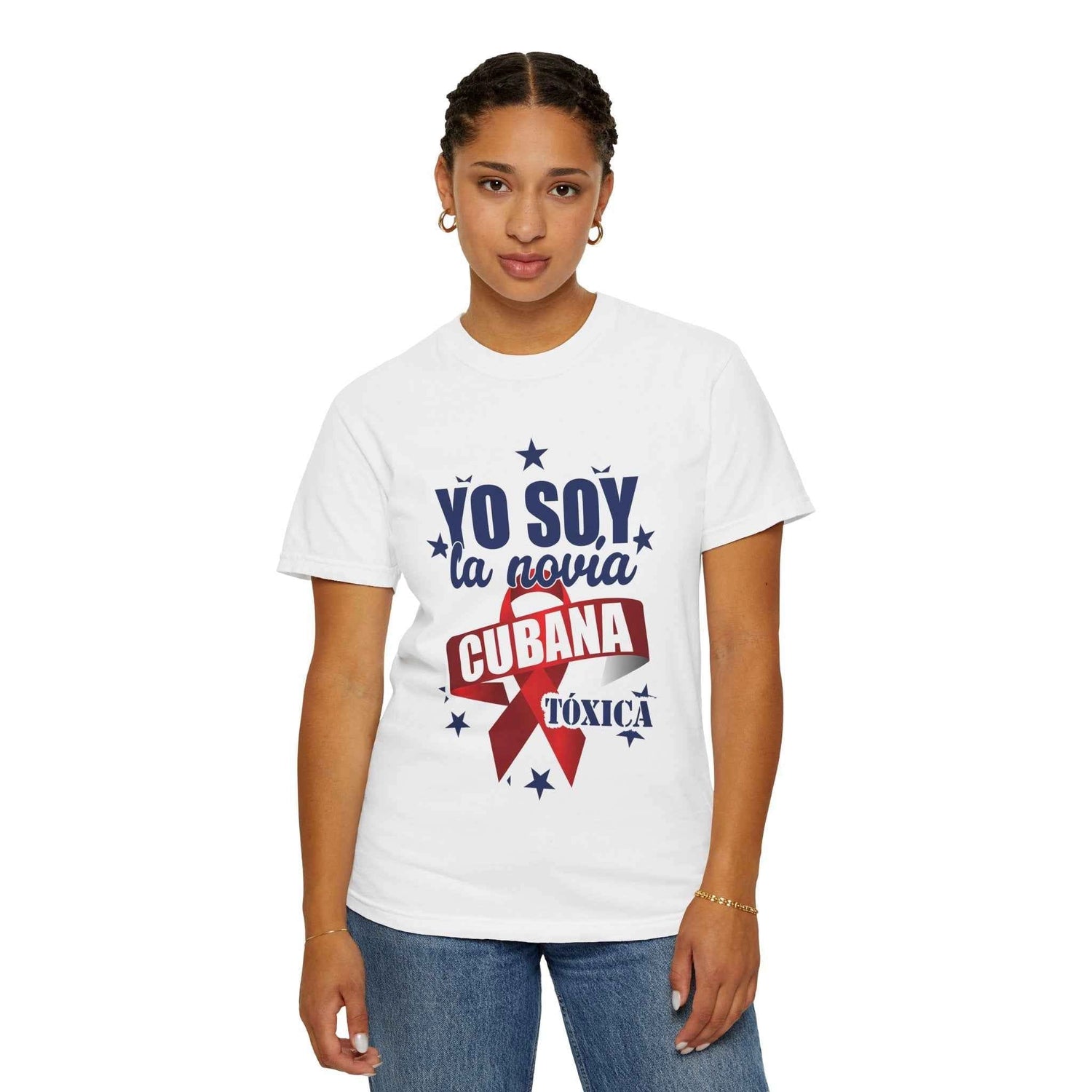 Cuban Pride T-Shirt — "Yo soy la novia cubana tóxica" / Colorful Cuban Grafitti Back Print