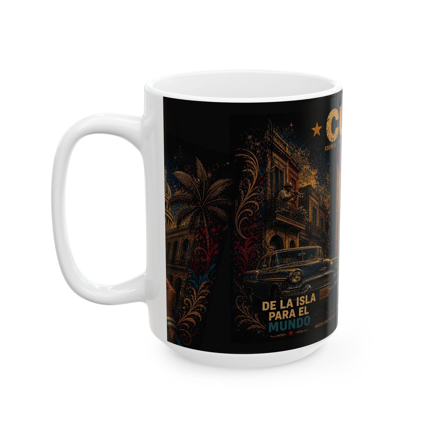 Taza Vintage Cuba – Escena Retro de La Habana y Bandera Cubana | Mug Cerámico 11oz / 15oz