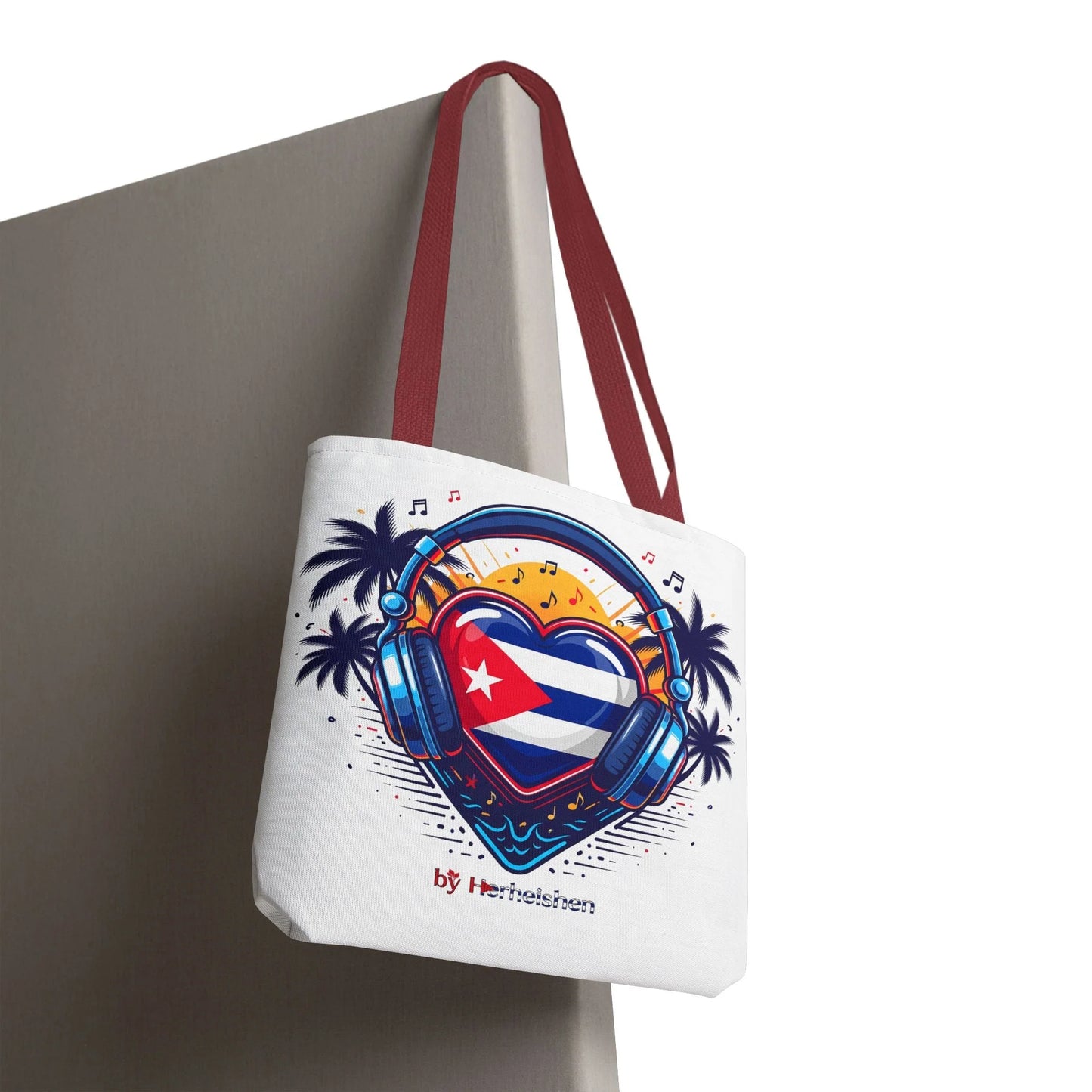 Cuban Music Tote Bag — "Tú Sí Suenas" Heart Flag Design