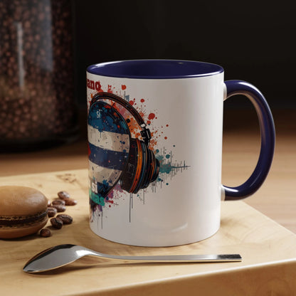 Cuba Heart Flag Coffee Mug — "Cuba sigue sonando en ti / Tú sí suenas" Accent Mug