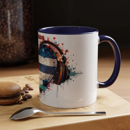 Cuba Heart Flag Coffee Mug — "Cuba sigue sonando en ti / Tú sí suenas" Accent Mug