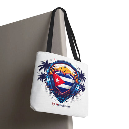 Cuban Music Tote Bag — "Tú Sí Suenas" Heart Flag Design