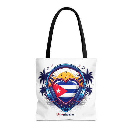 Cuban Music Tote Bag — "Tú Sí Suenas" Heart Flag Design