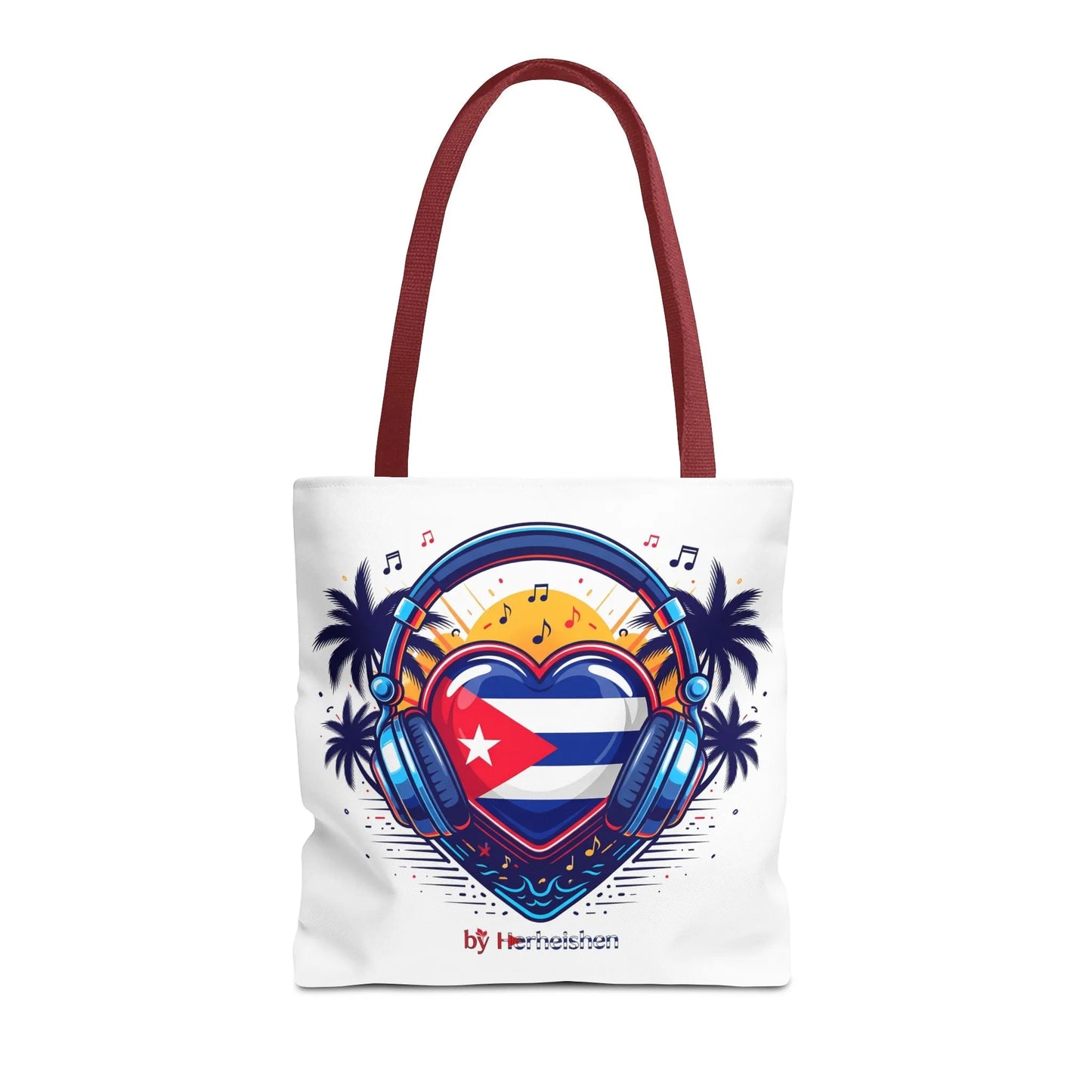 Cuban Music Tote Bag — "Tú Sí Suenas" Heart Flag Design