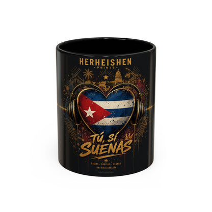 Taza Cubana “Tu Sí Suenas” | Mug de Cerámica con Bandera de Cuba y Audífonos