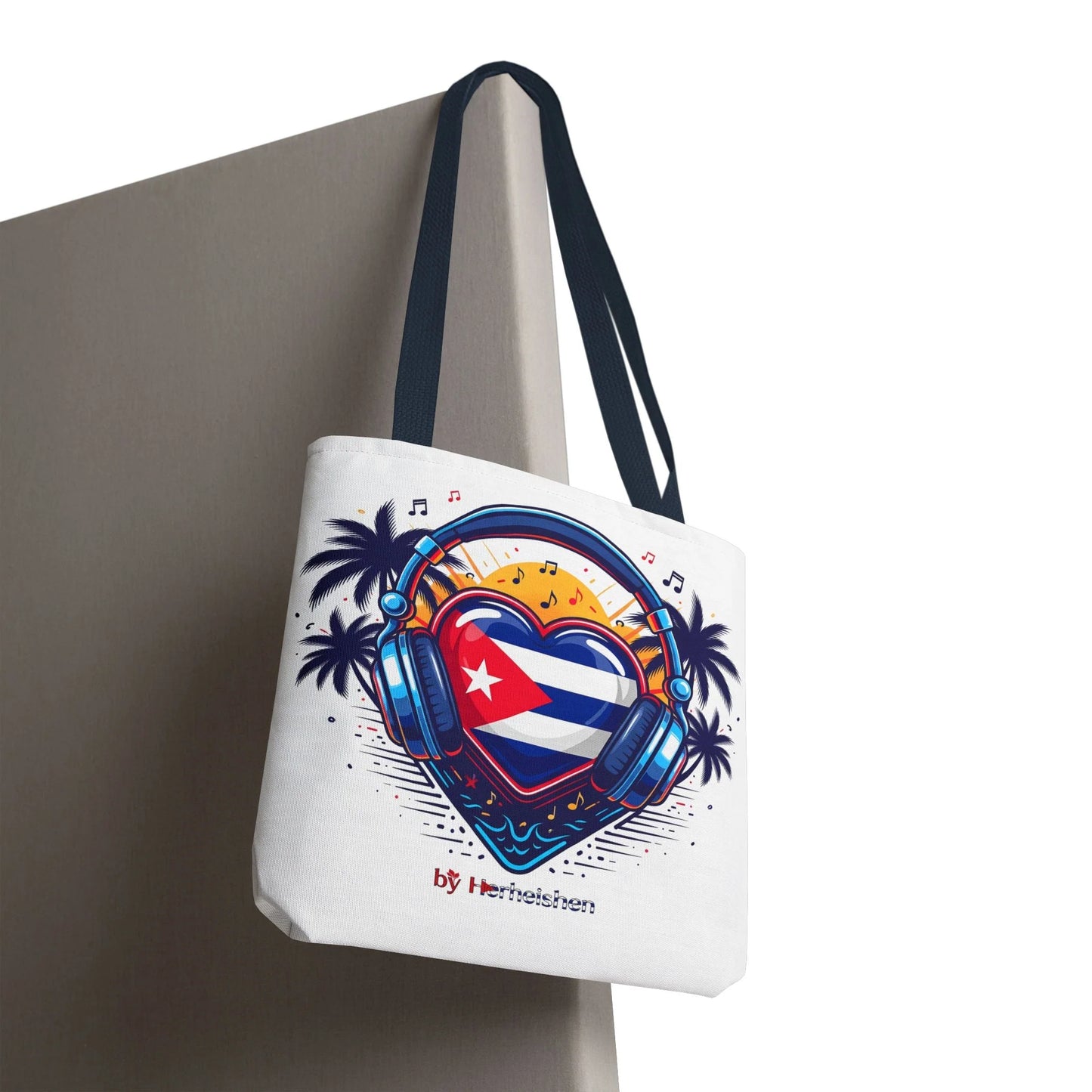 Cuban Music Tote Bag — "Tú Sí Suenas" Heart Flag Design