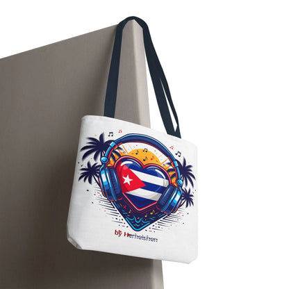 Cuban Music Tote Bag — "Tú Sí Suenas" Heart Flag Design