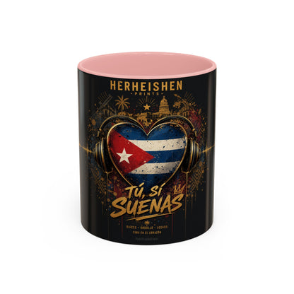 Taza Cubana “Tu Sí Suenas” | Mug de Cerámica con Bandera de Cuba y Audífonos