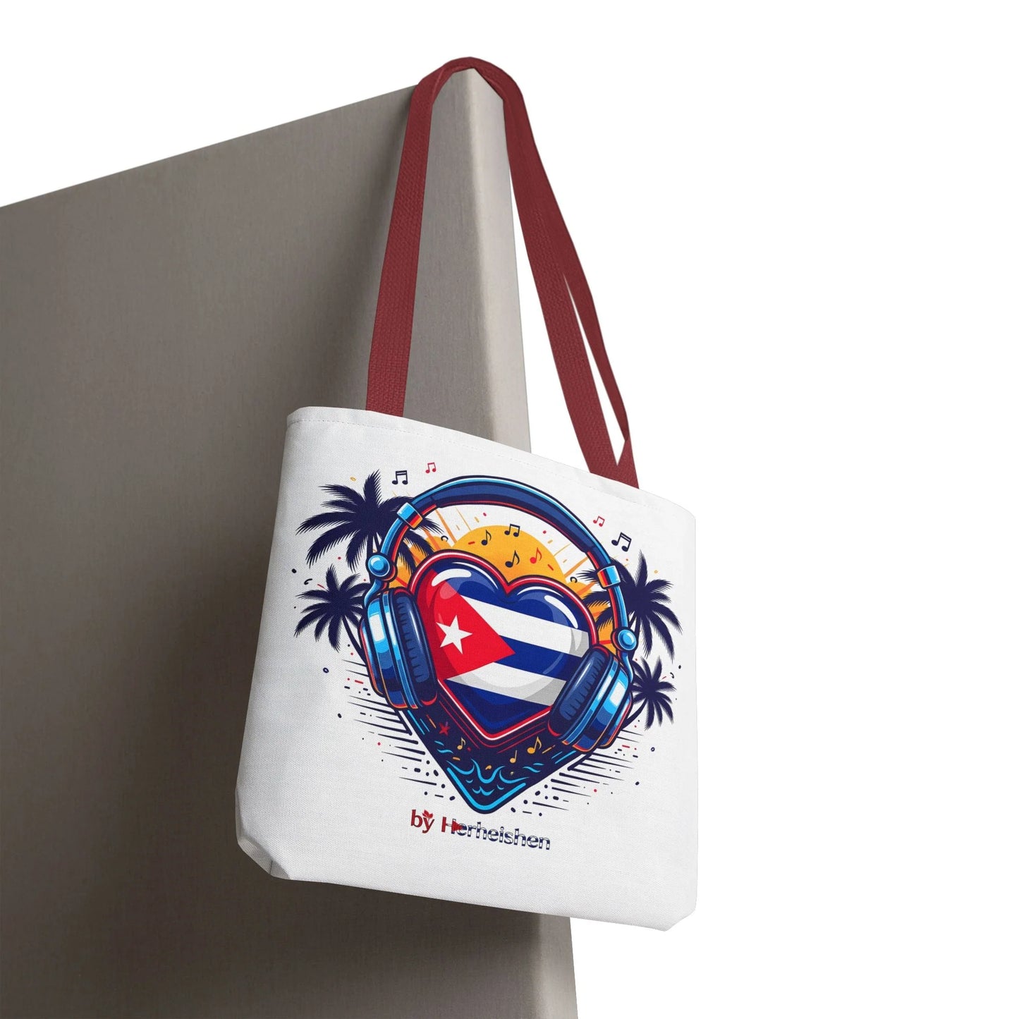 Cuban Music Tote Bag — "Tú Sí Suenas" Heart Flag Design