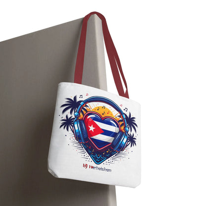 Cuban Music Tote Bag — "Tú Sí Suenas" Heart Flag Design