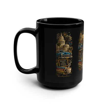 Taza Cubana “Profe Cubano: Enseñas con Pasión, Inspiras con el Alma” – Cerámica Negra 15 oz