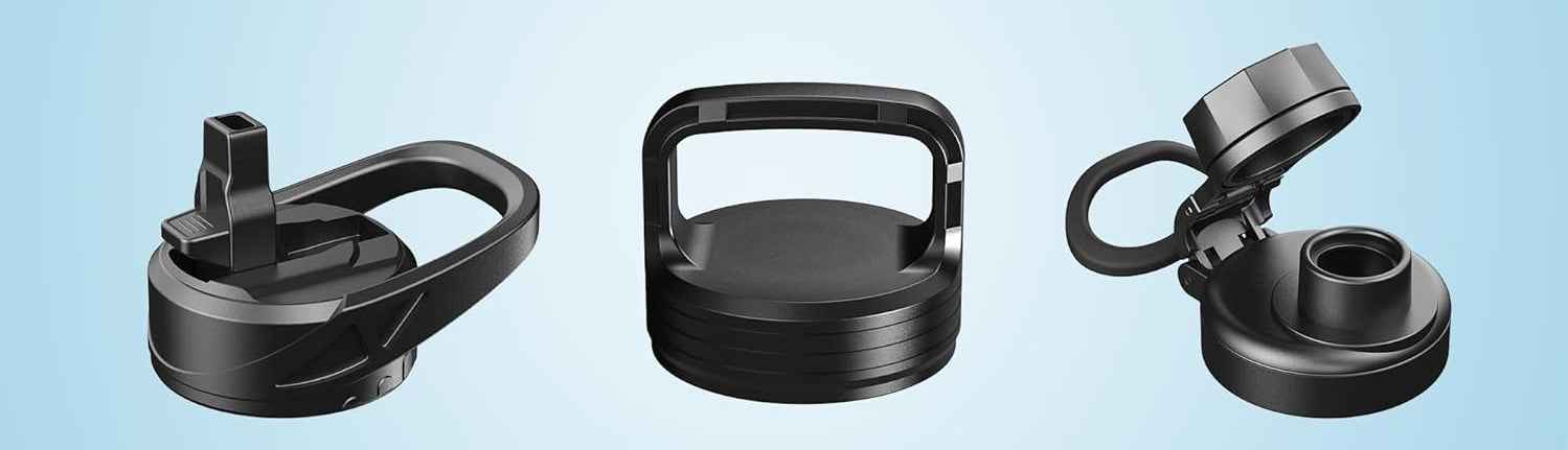 CIVAGO Botella de Agua Aislada 128 oz con 3 Tapas – Pajilla, Boquilla y Asa | Jarra Deportiva de Acero Inoxidable 1 Galón | Taza Térmica Grande Negro Medianoche
