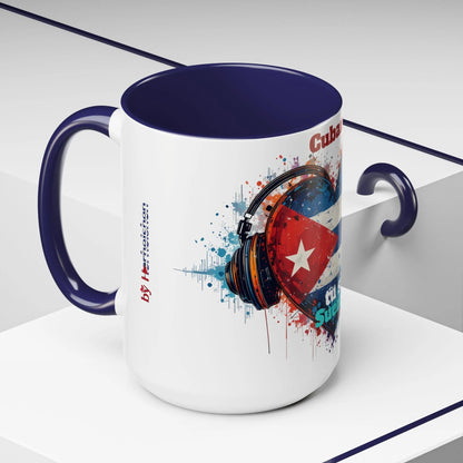 Cuba Heart Flag Coffee Mug — "Cuba sigue sonando en ti / Tú sí suenas" Accent Mug